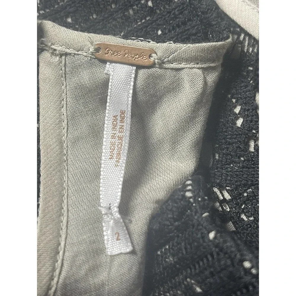 NEW NWT Free People Black Lace Overlay Nude Mini Dress size 2 Fit and Flare - Picture 5 of 6